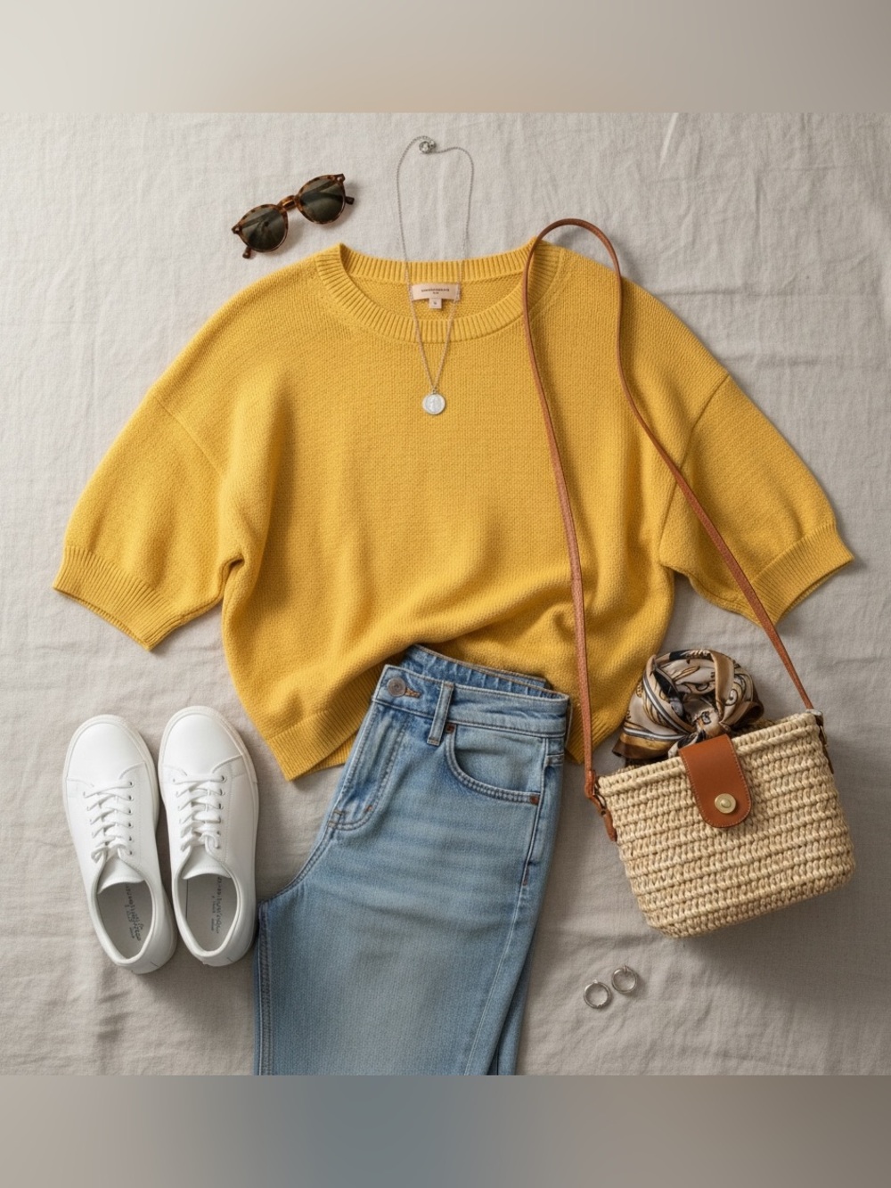 Banana Republic Butter Yellow ShortSleeve Summer Sweater Relaxed Minimalist Knit